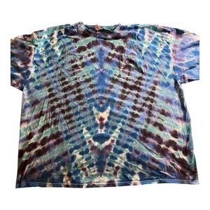 Gilden Unisex T-shirt Long Sleeve Abstract Folk Art One Of A Kind NWOT 4X Blue